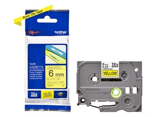 Brother TZe-611- Black printing on Yellow Tape, laminated, 6mm width, 8m length