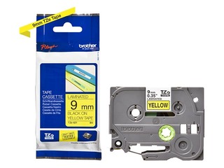 Ламинированная лента Brother TZe-621 шириной 9 мм x 8 м, Черный текст на желтом фоне