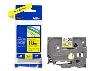 Brother TZe-641- Black printing on Yellow Tape, laminated, 18mm width, 8m length
