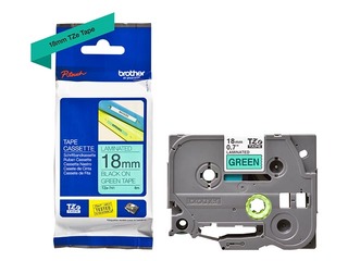 Brother TZe-741- Black printing on Green Tape, laminated, 18mm width, 8m length