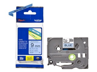 Lente Brother TZe-521, Melns uz zila, 9mm, 8 m, laminēta