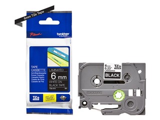 Brother TZe-315- White printing on Black Tape, Laminated, 6mm width, 8m length