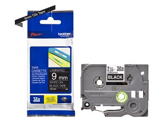 Brother TZe-325- Valge trükk mustal lindil, lamineeritud, 9mm laiune, 8m pikkune