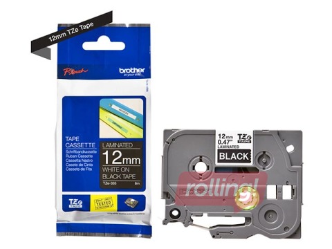 Ламинированная лента Brother TZe-335 шириной 12 мм x 8 м, Белый текст на черном фоне