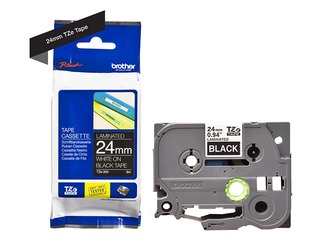 Ламинированная лента Brother  TZe-355 шириной 24 мм x 8 м, Белый текст на черном фоне