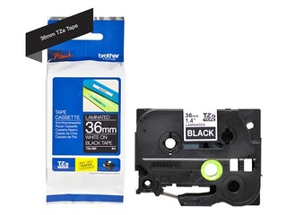 Brother TZe-365 Valge trükk mustal lindil, lamineeritud, 36mm laiune, 8m pikkune