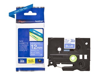 Ламинированная лента Brother TZe-535 шириной 12 мм x 8 м, Белый текст на синем  фоне