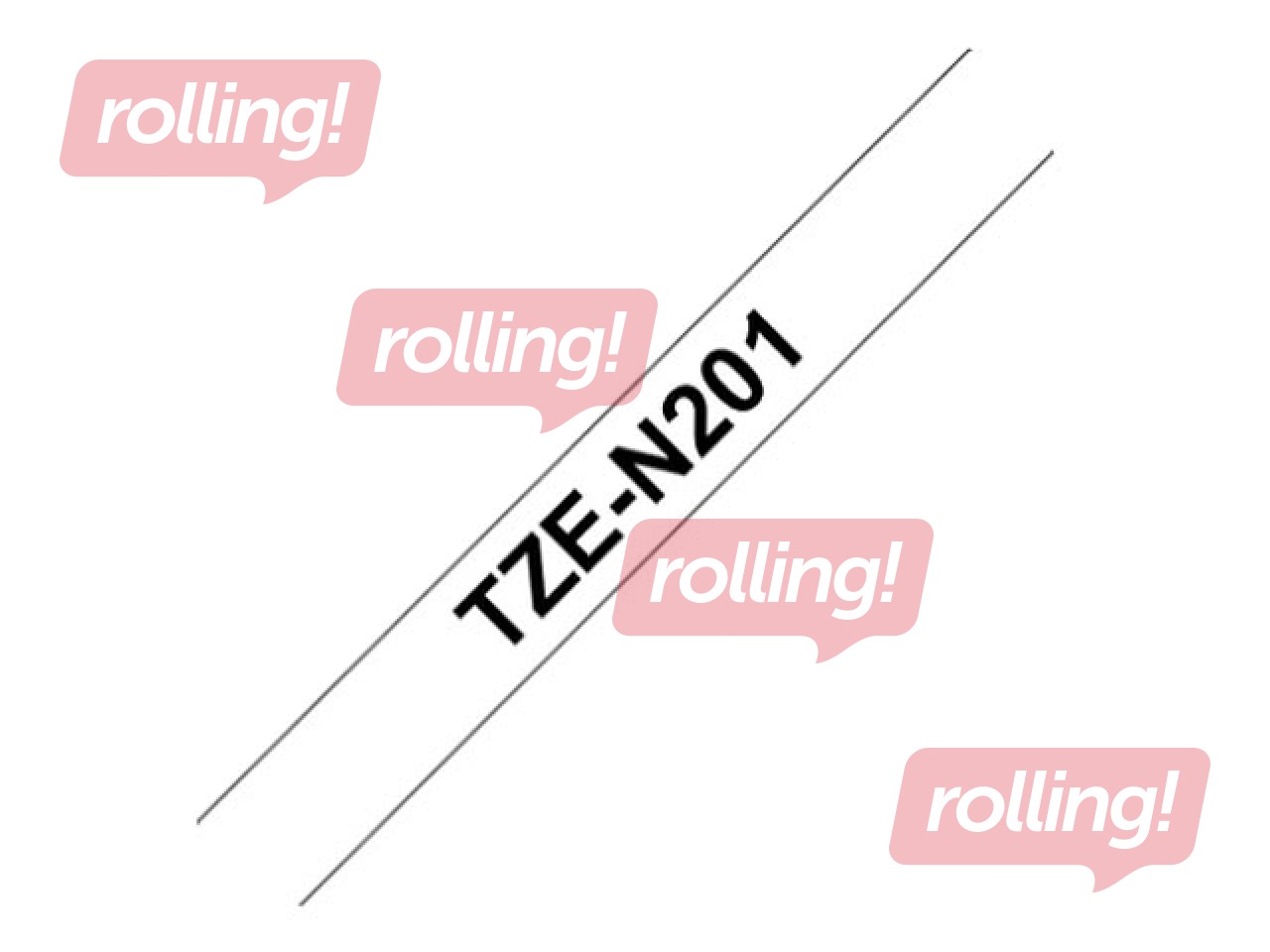 Tape Brother TZe-N201 black on white, laminated, 3.5mm x 8m