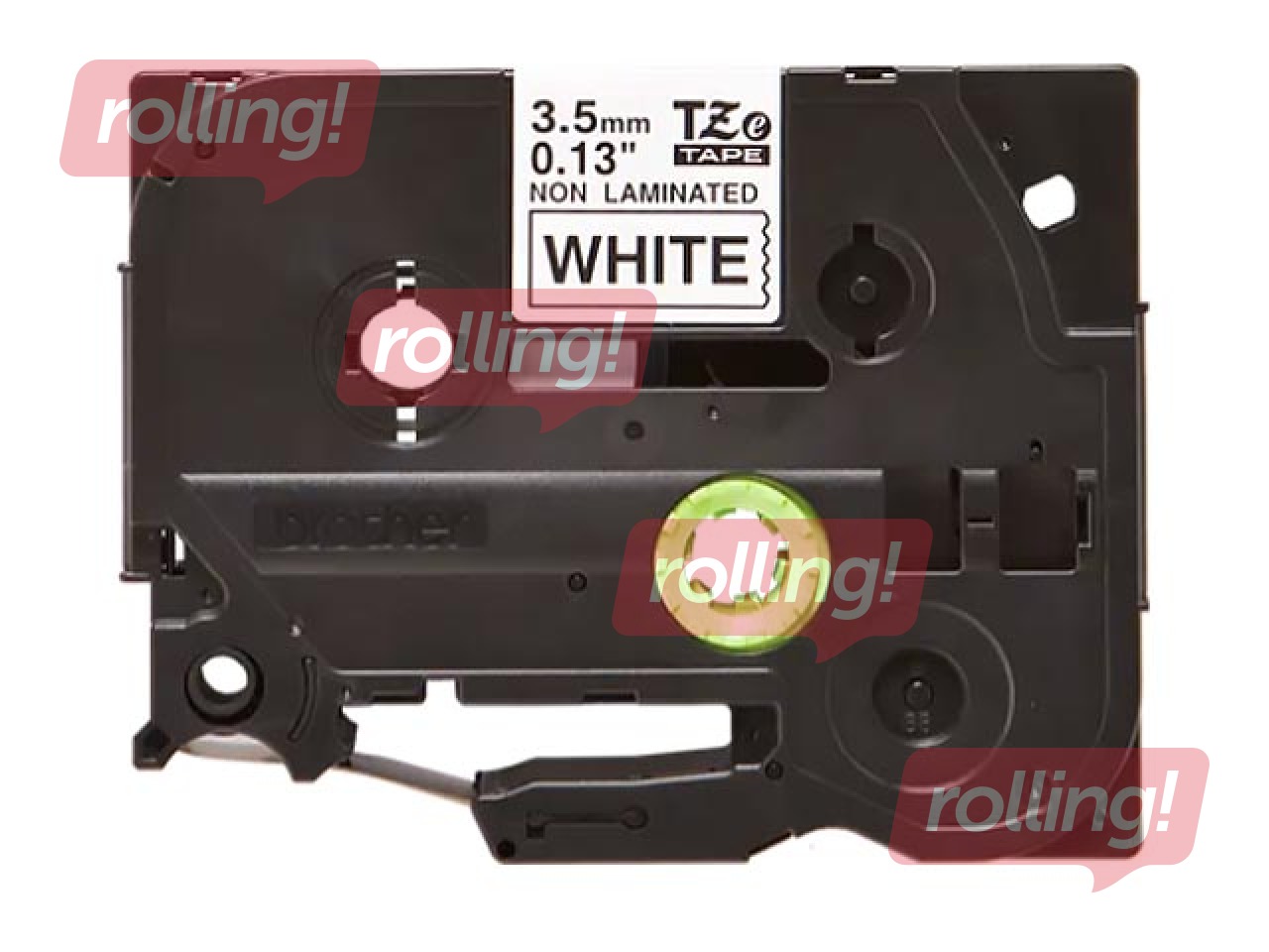 Teip Brother TZe-N201 must valgel, lamineeritud, 3,5 mm x 8 m