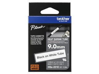 Brother HSe-221E termo sēžas caurule, balta, 9mm x 1.5m (1.6-5.4 mm)