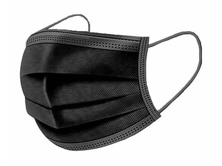 Kaitsemask, 3 kihti, elastsete ribadega, must, 50tk