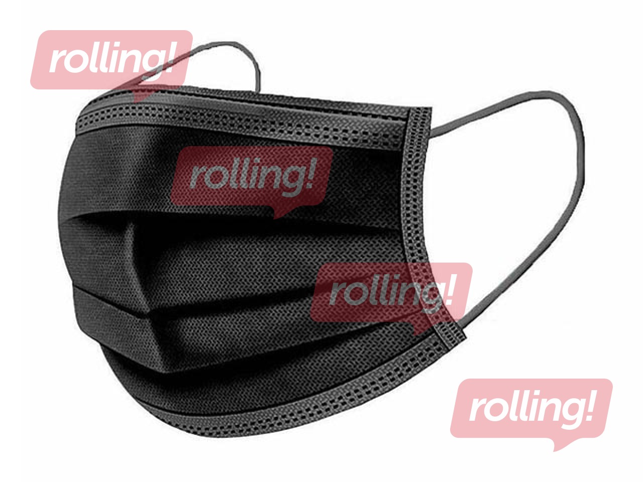 Kaitsemask, 3 kihti, elastsete ribadega, must, 50tk