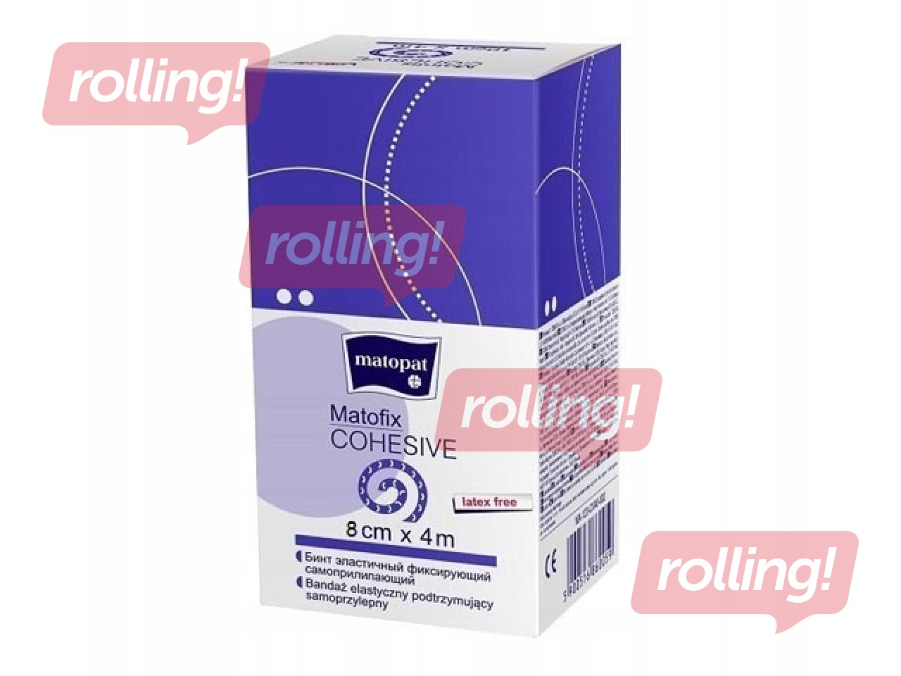 Pārsējs Matopat, Matofix Cohesive, elastīgs, pašlīpošs, 8cm x 4m, 1 gab.