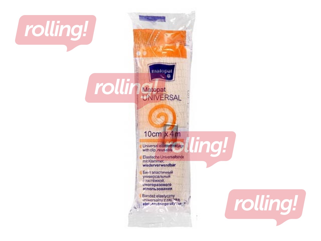 Sidumisside Matopat, Universal, elastne, mittesteriilne, konksudega, 10cm x 4m, 1 tk.