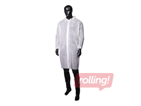 Ühekordsed kittel trukkidega Med-Comfort, valge, suurus XL