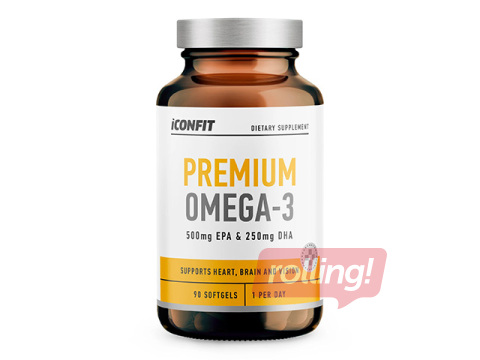 Toidulisand Iconfit, Premium Omega-3, 90 kapslit