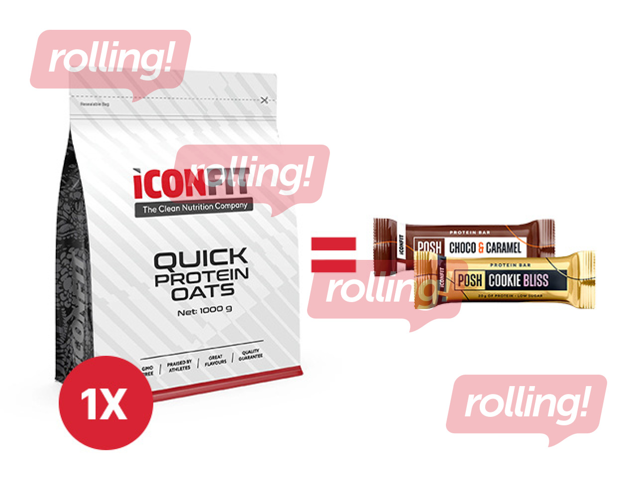 Kaerahelbed Iconfit, kiire, proteiini, mustsõstra, 1kg + KAMPAANIA! Osta Iconfit kaerahelbed ja sa