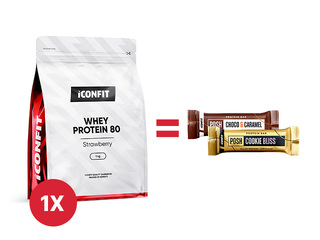 Сывороточный протеин Iconfit 80, клубничный, 1кг + АКЦИЯ! Купи сывороточный протеин Iconfit и получ