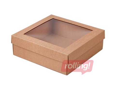 Kinkekarp aknaga, 245x245x80mm, pruun