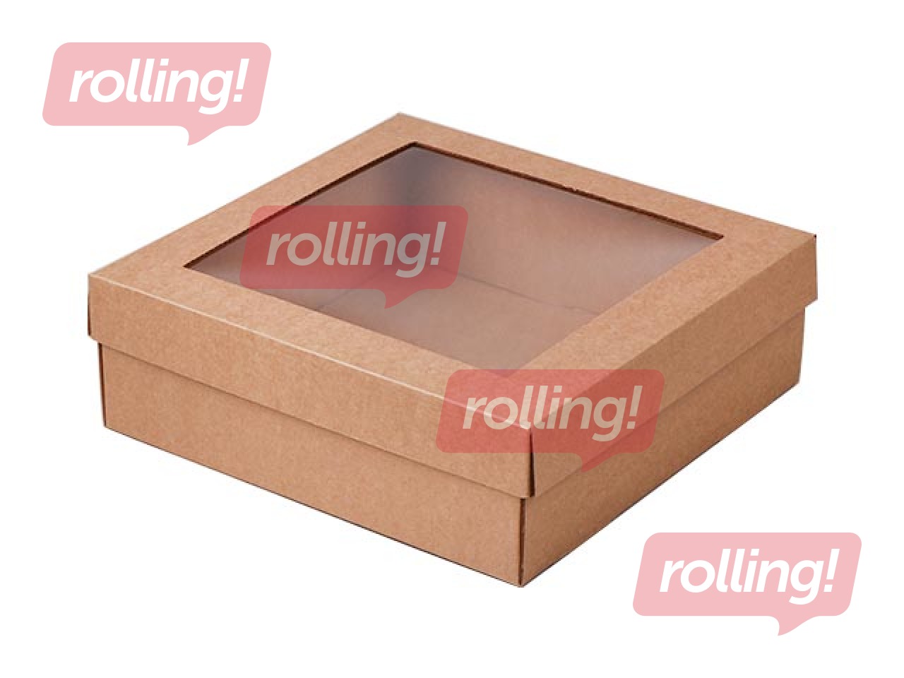 Kinkekarp aknaga, 245x245x80mm, pruun