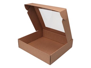 Packaging box with window, 330x300x80mm, with folding lid