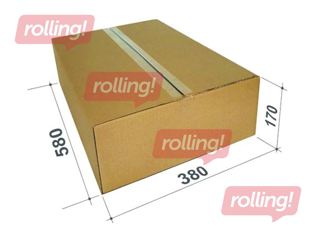 Cardboard box for parcels, size M, 580x380x170mm, brown