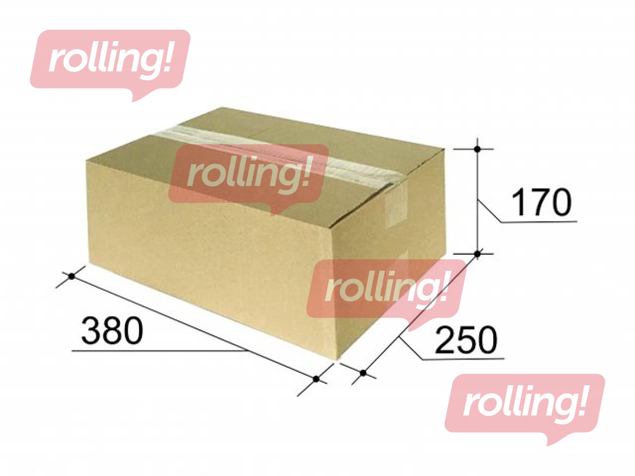 Cardboard box for parcel machines, 1/2 M size, 380x250x170mm, brown