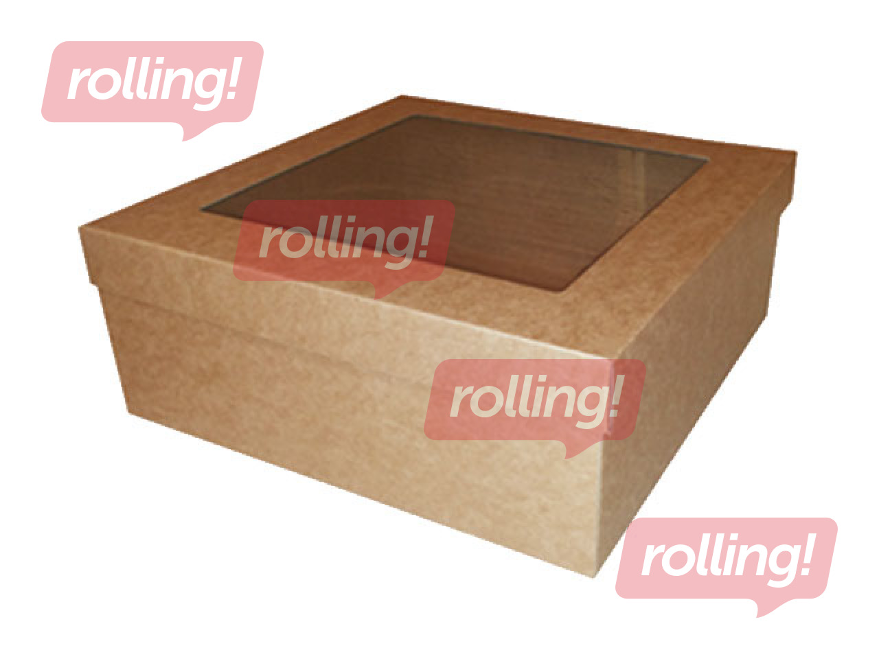 Kinkekarp, 190x190x80mm, aknaga, pruun