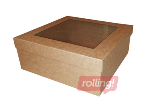 Packaging box, 190x190x80mm, with window, brown