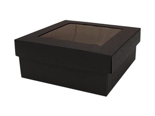 Kartona kaste ar logu, 240x240x80mm, melna