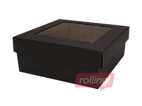 Kinkekarp, 190x190x80mm, aknaga, must