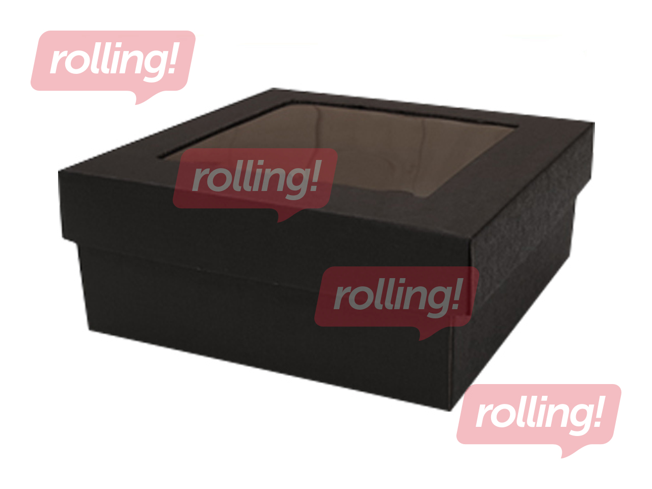 Kinkekarp, 190x190x80mm, aknaga, must