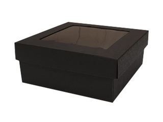 Packaging box, 190x190x80mm, with window, black