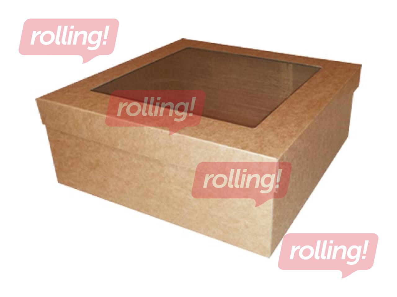 Microcorrugated cardboard box with window, 240x240x80mm
