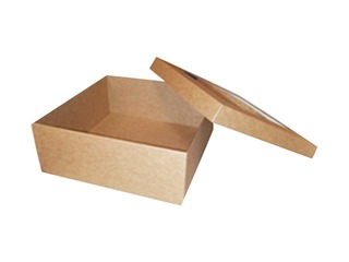 Microcorrugated cardboard box with window, 240x240x80mm