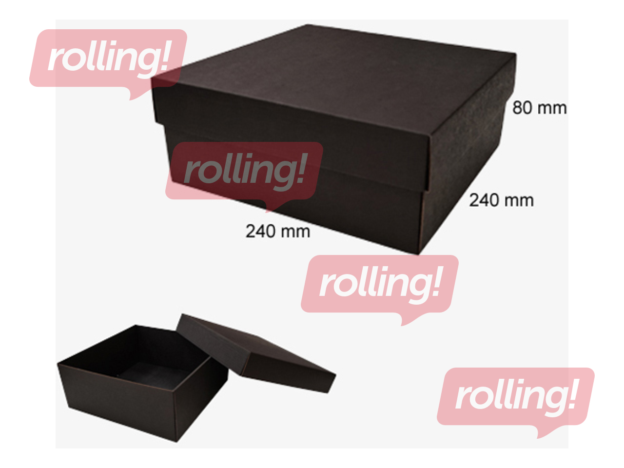 Kinkekarp 240 x 240 x 80 mm, ilma aknata, must