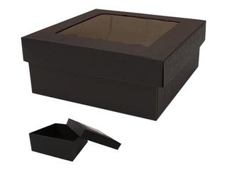 Packing box, 310x310x120 mm, with window, black