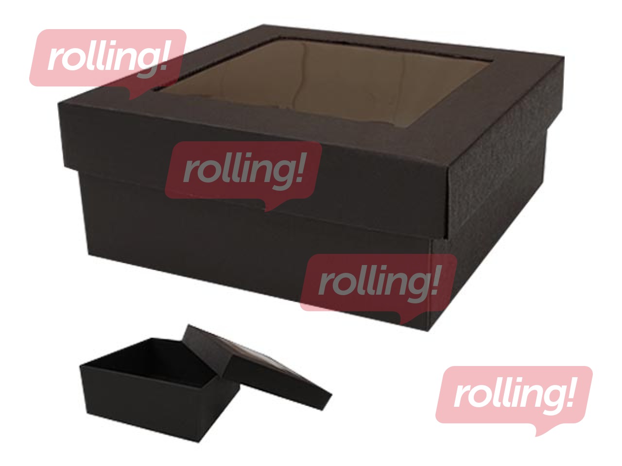 Pakkekarp, 310x310x120 mm, aknaga, must