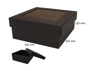 Pakkekarp, 310x310x120 mm, aknaga, must