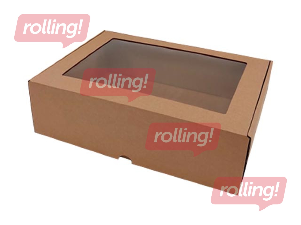 Iesaiņošanas kastes, 340x250x100mm, ar logu, brūna, 10gab.