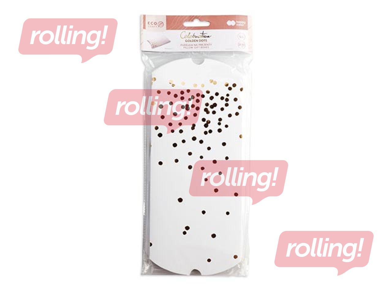 SALE Kinkekarbid, Golden Dots, papp, valge, 210x100mm, 5 tk.