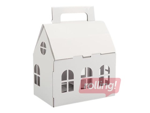 SALE Kinkekarp Jõulumajake, kartongist, valge, 200x130x120mm (+90mm)