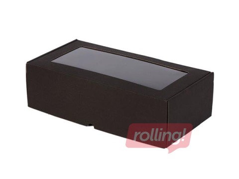 Packaging box with a window, black, 320x165x93mm