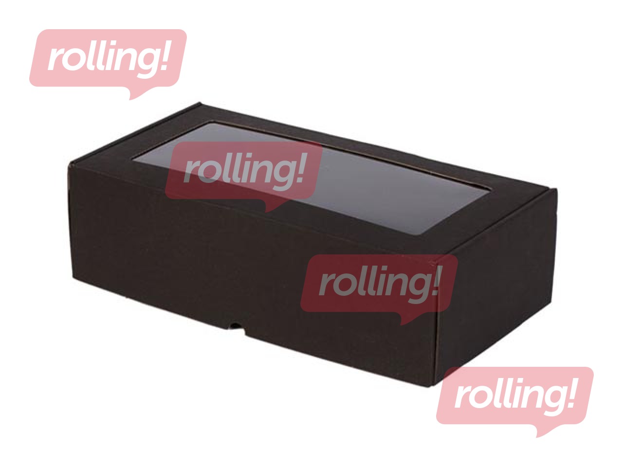 Packaging box with a window, black, 320x165x93mm