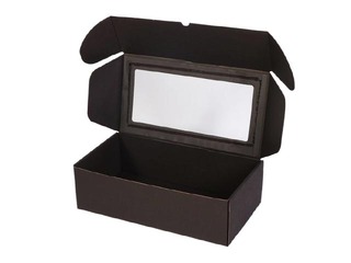 Packaging box with a window, black, 320x165x93mm