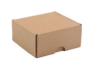 Corrugated cardboard box with flap lid, brown, 100x100x50mm