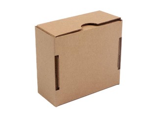 Corrugated cardboard box with flap lid, brown, 100x100x50mm