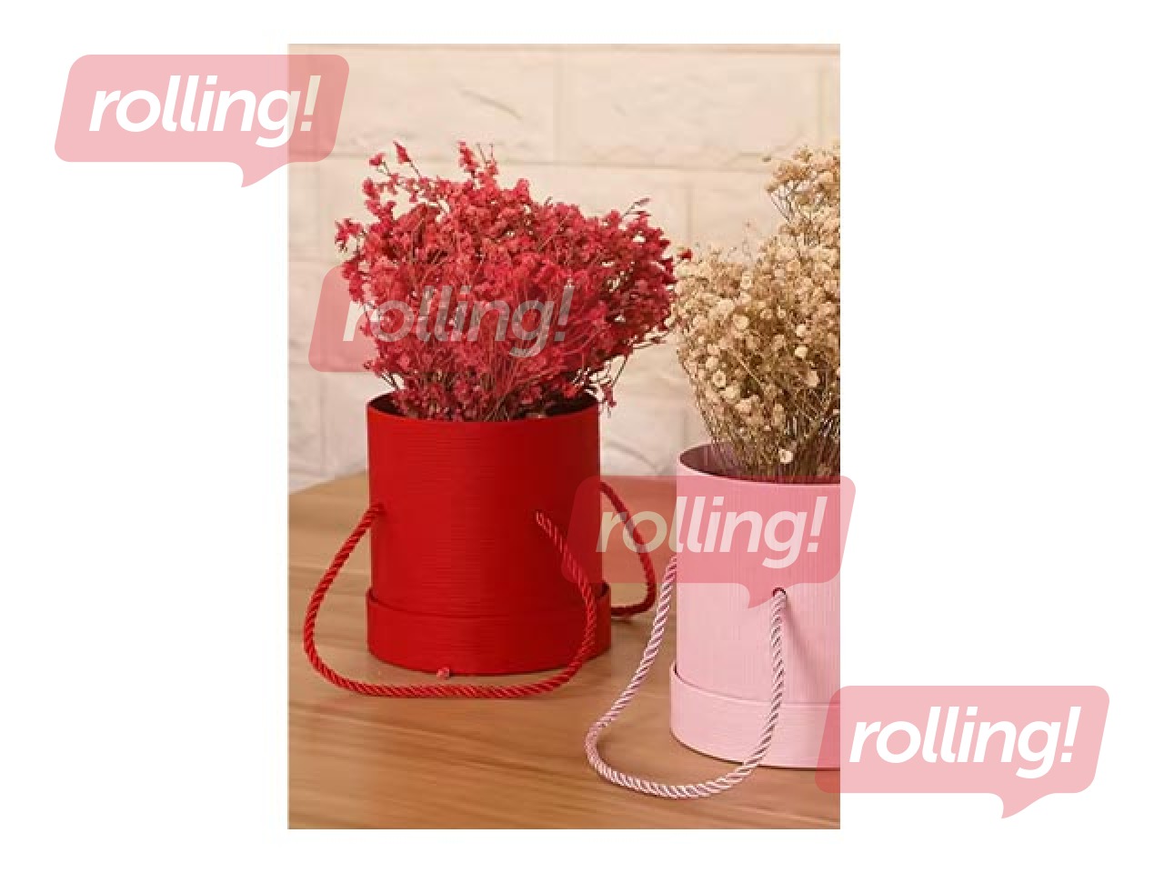 Dāvanu kaste ziediem, ar faktūru, sarkana