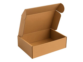 Corrugated cardboard box with flap lid, brown, 430×365×80mm
