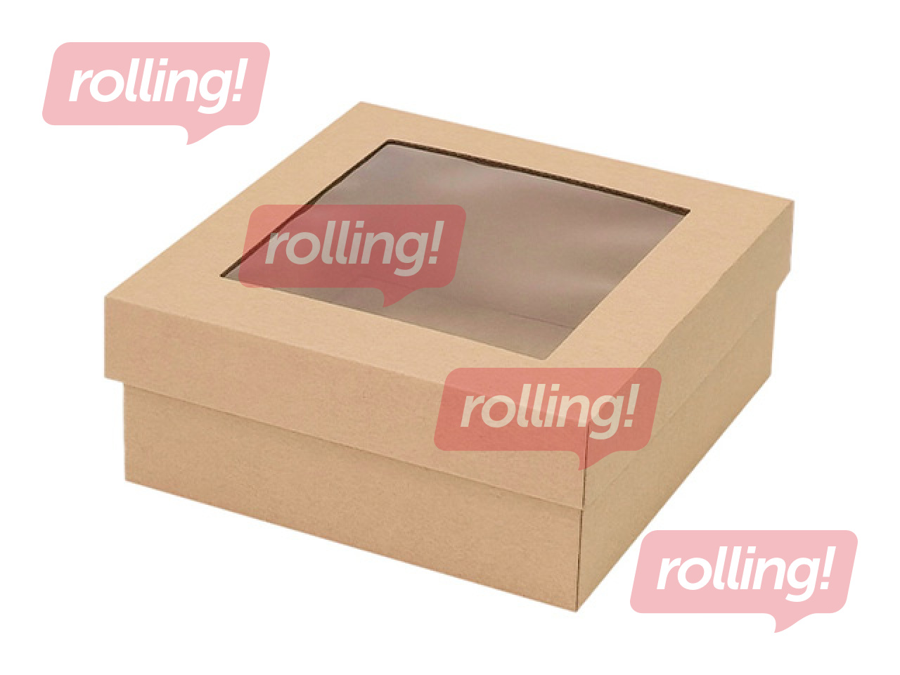 Packaging box with window, brown, 370x370x120mm